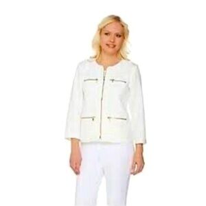 NWT BOB MACKIE Textured Bracelet Sleeve Jacket White 3X